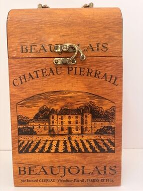 Chateau Wooden Wine Box with Gold Tone Latch - Brown